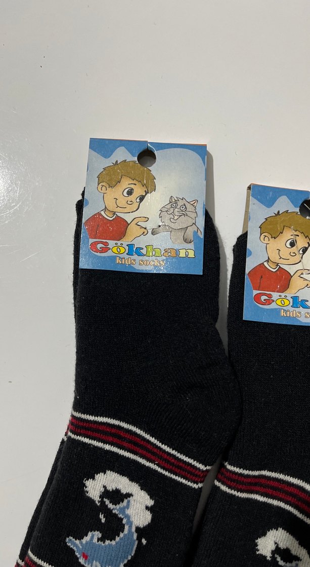 Erkek Çocuk Siyah Baskılı Çorap - Görsel 2