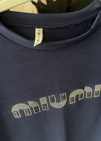 Mavi Payetli Miu Miu Kadın Sweatshirt - Görsel 2