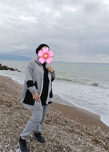 Diğer Gri Kadın Uzun Kollu Fermuarlı Eşofman