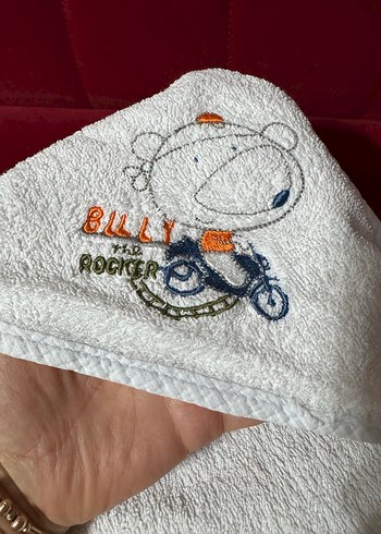 Gri Nakışlı yenidoğan duş havlusu - Görsel 3