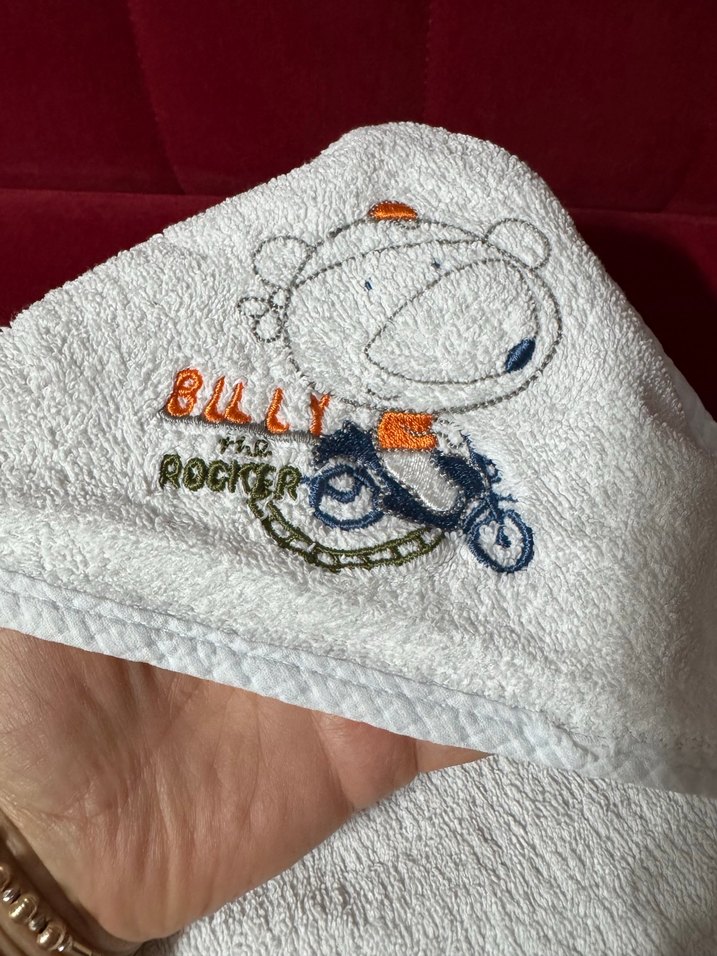 Gri Nakışlı yenidoğan duş havlusu - Görsel 3