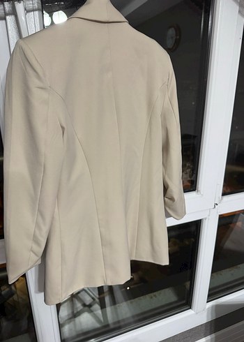 Bej Düğmeli Kadın Blazer Ceket 38 - Görsel 3
