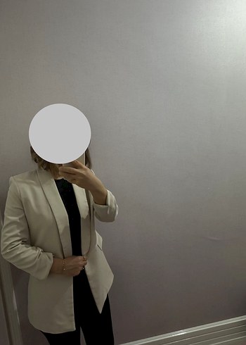 Bej Düğmeli Kadın Blazer Ceket 38 - Görsel 6