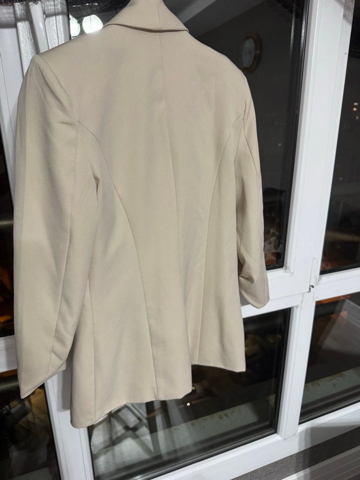 Bej Düğmeli Kadın Blazer Ceket 38 - Görsel 3