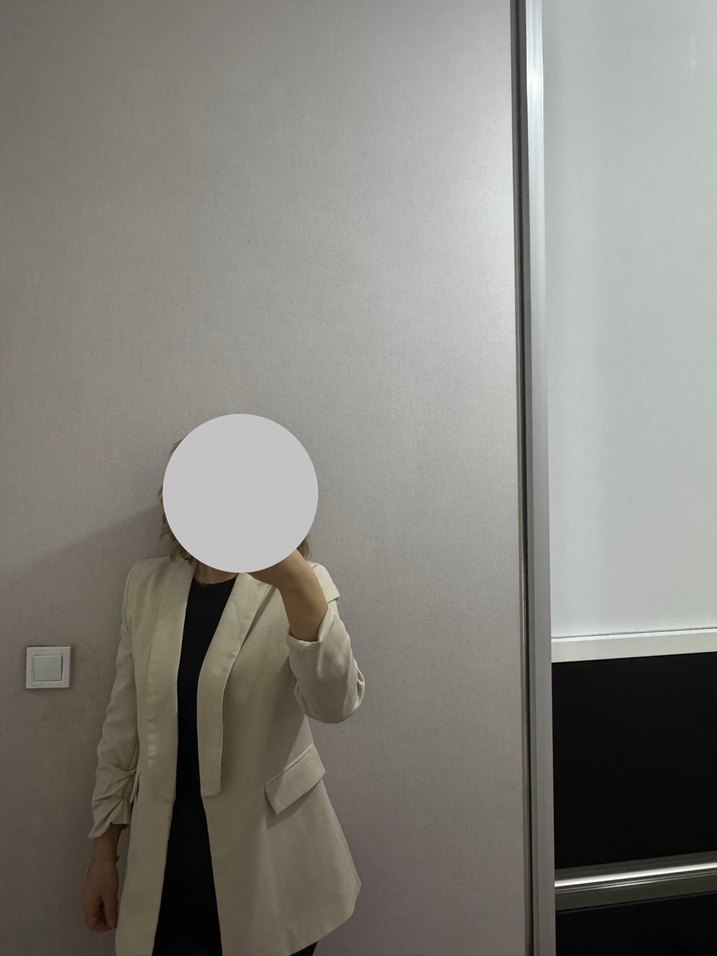 Bej Düğmeli Kadın Blazer Ceket 38 - Görsel 5