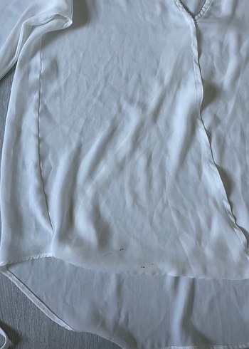 36 Beden beyaz Renk V Yaka Beyaz Kadın Keten Gömlek