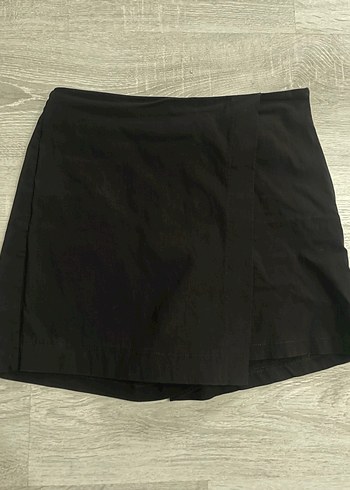 Siyah Keten Mini şort etek - Görsel 2