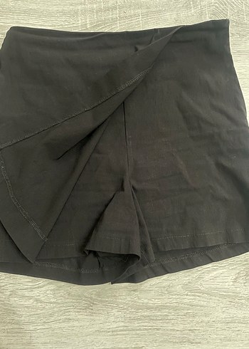 Siyah Keten Mini şort etek - Görsel 3