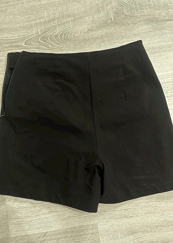 Siyah Keten Mini şort etek - Görsel 5