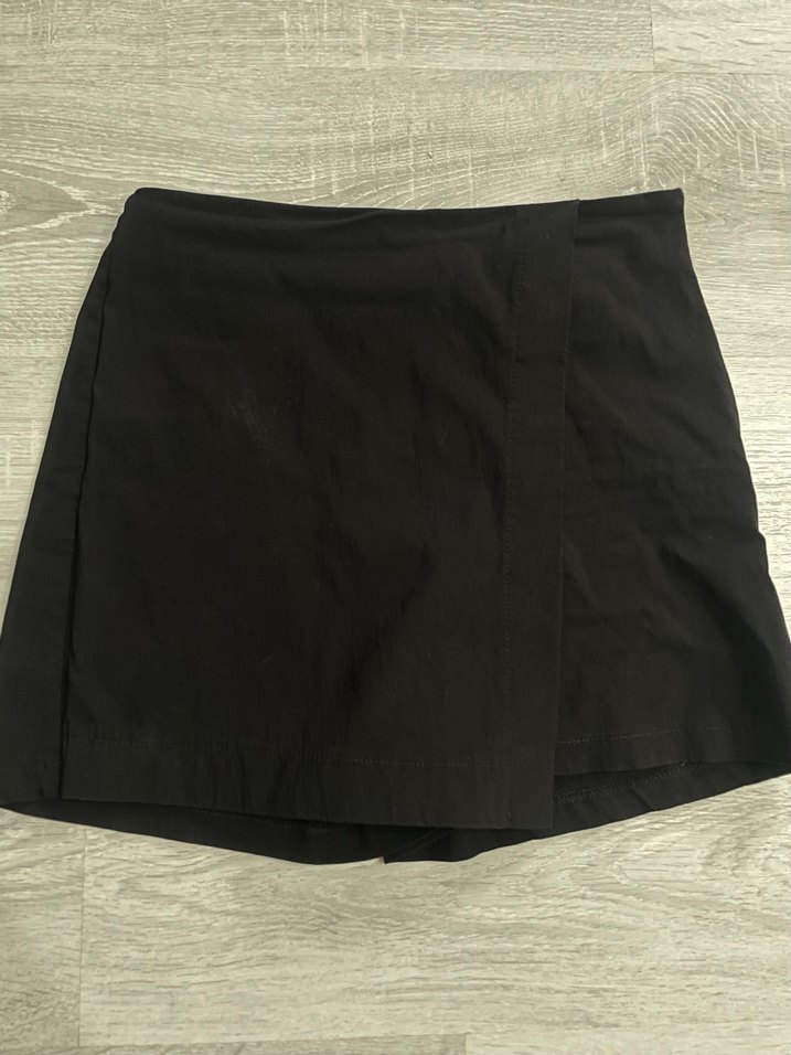 Siyah Keten Mini şort etek - Görsel 2