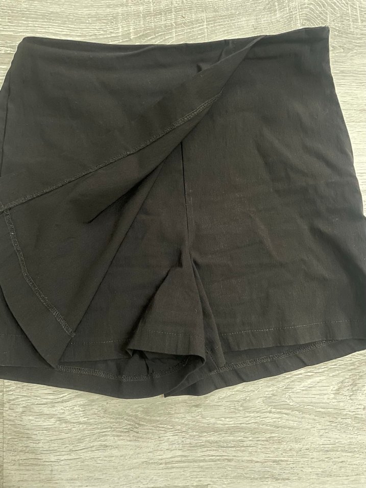 Siyah Keten Mini şort etek - Görsel 3