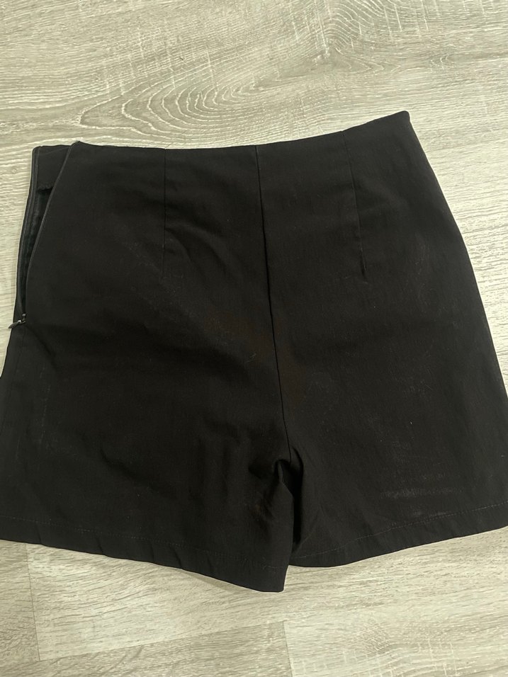 Siyah Keten Mini şort etek - Görsel 5