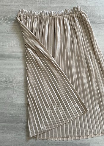 Bej Pilili Midi Kadın Etek - Görsel 2