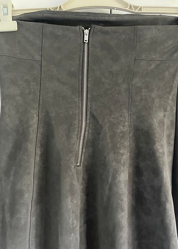 Gri Straplez Uzun Denim Elbise - Görsel 4