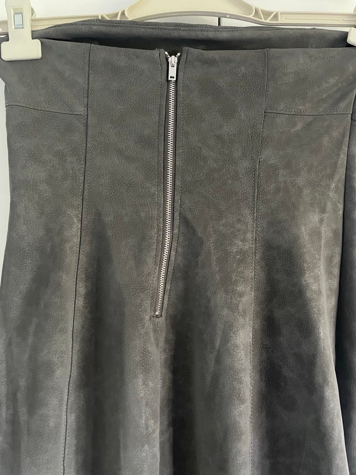 Gri Straplez Uzun Denim Elbise - Görsel 4