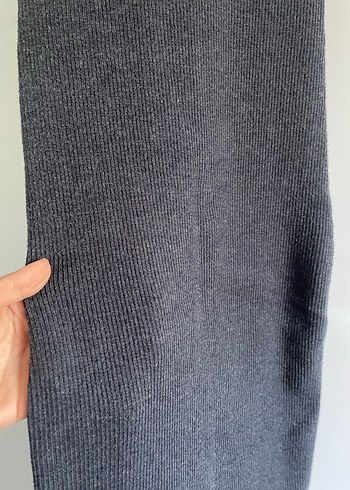 Gri İnce Örgülü Uzun Elbise - Görsel 2