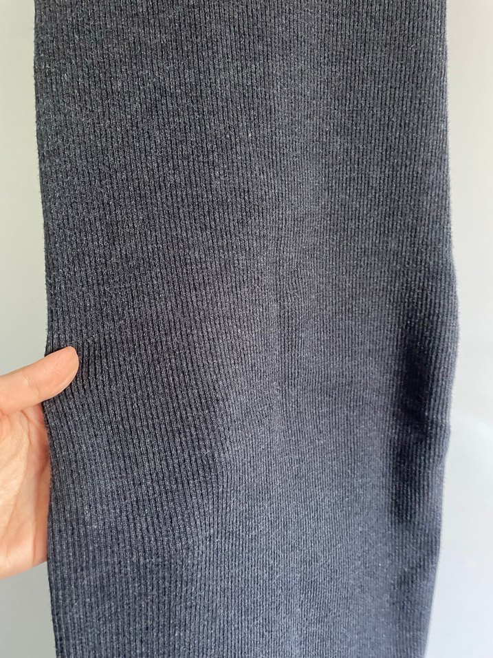 Gri İnce Örgülü Uzun Elbise - Görsel 2