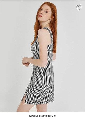 Kareli V Yaka Mini Elbise - Görsel 2
