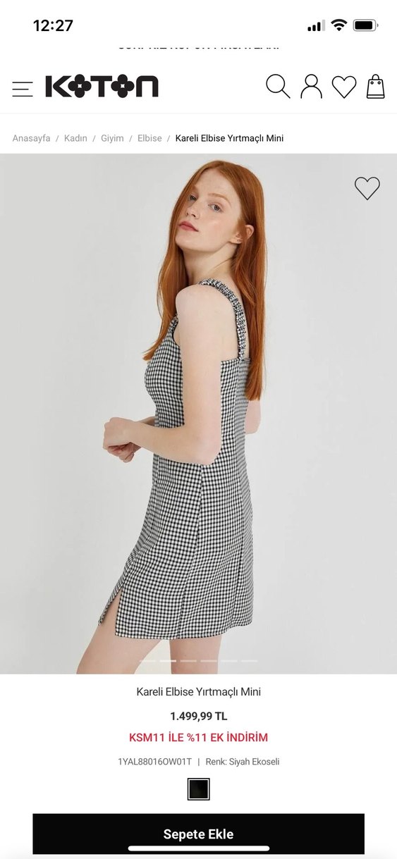 Kareli V Yaka Mini Elbise - Görsel 2