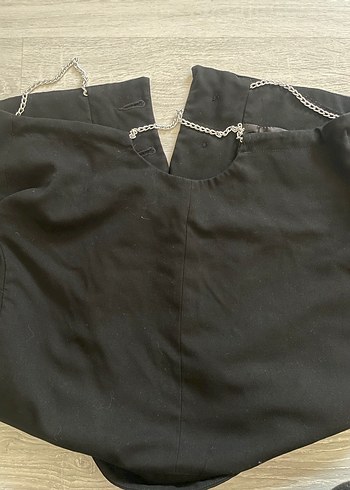 Zincir Detaylı Siyah Crop Blazer - Görsel 8