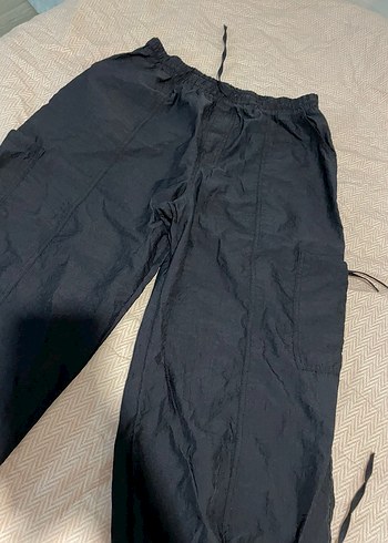 Siyah Rahat Kesim paraşüt Pantolon