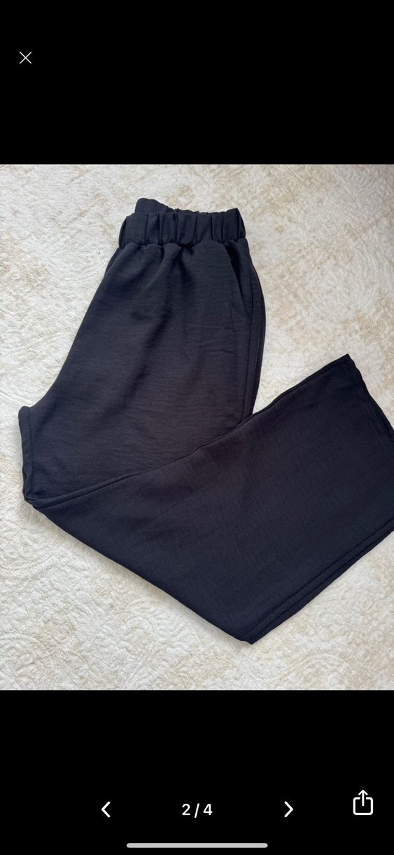 Siyah Rahat Kesim Kadın Kumaş Pantolon - Görsel 2