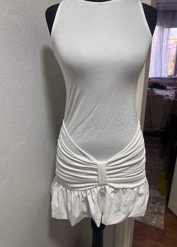 Beyaz Mini Sandy Elbise - Görsel 3