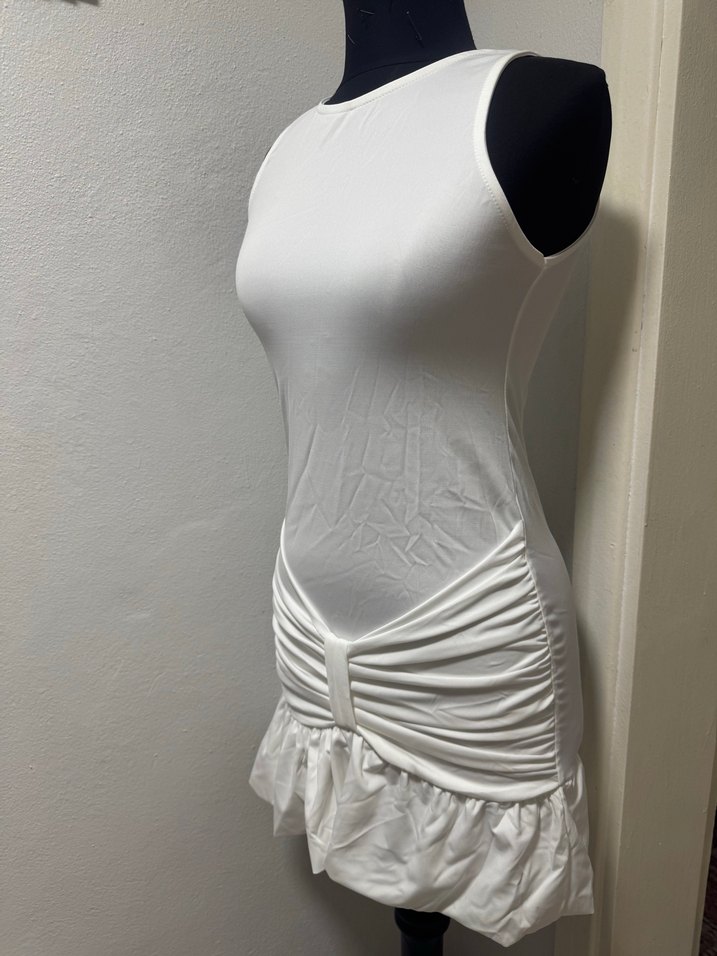 Beyaz Mini Sandy Elbise - Görsel 2