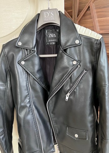Zara Siyah erkek Deri Ceket - Görsel 5