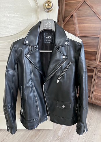 Zara Siyah erkek Deri Ceket - Görsel 11