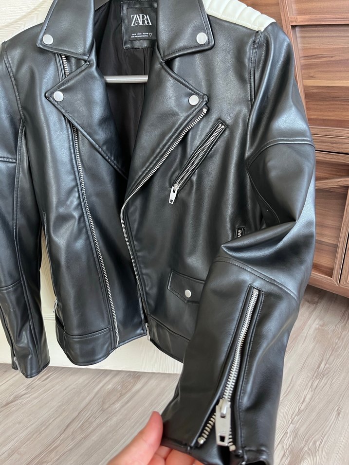 Zara Siyah erkek  Deri Ceket - Görsel 2