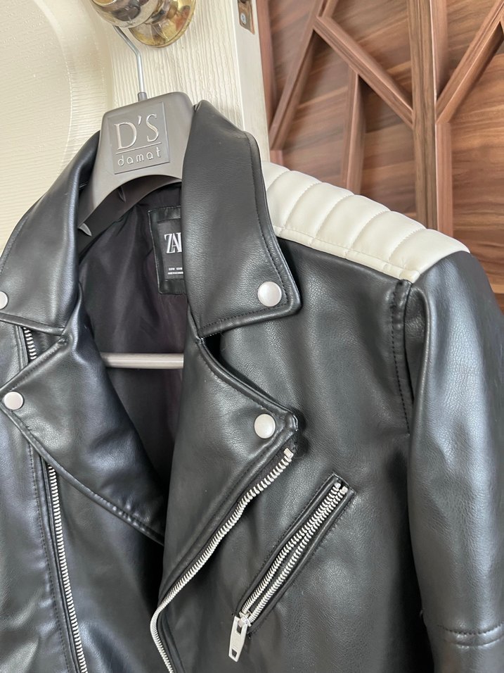 Zara Siyah erkek  Deri Ceket - Görsel 4