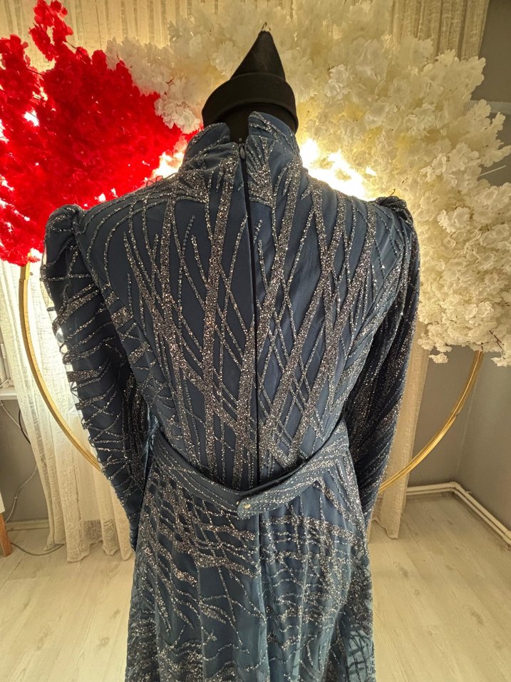 Satılık 
Uzun Kol İşlemeli mavi  Bohem Elbise - Görsel 3