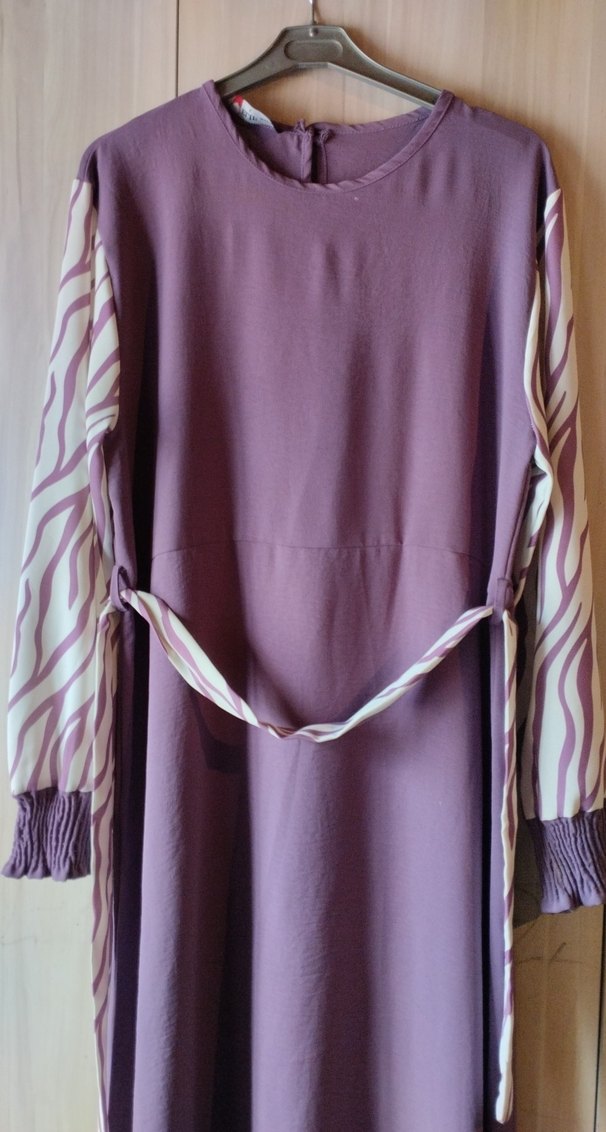 Bohem Mor Uzun Elbise Zebra Desenli - Görsel 2