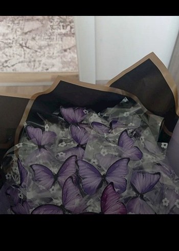 Mor Kelebek Desenli Şeffaf Aksesuar - Görsel 2