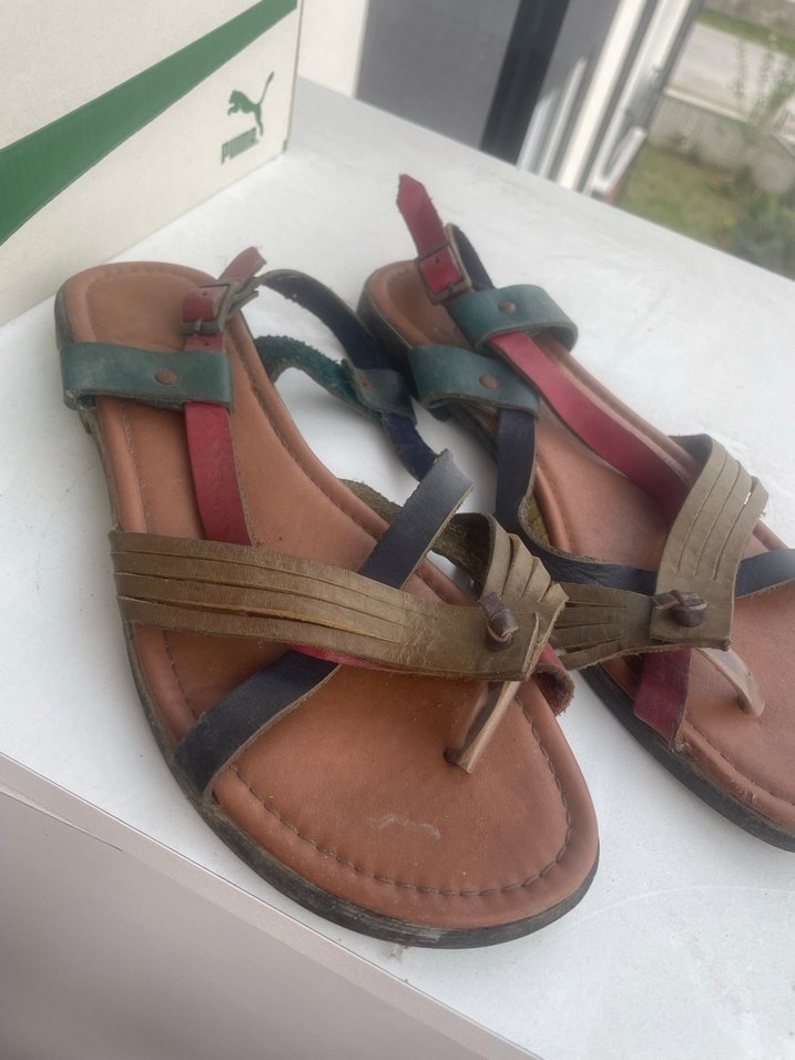 Kadın Çok Renkli Bohem Dolgu Topuklu Sandalet - Görsel 2