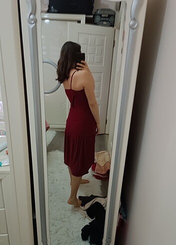 Zara Bordo midi elbise