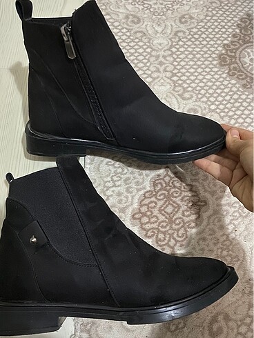 Diğer Siyah düz taban süet bot