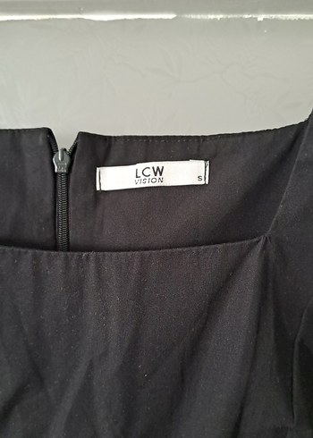 LC Waikiki Siyah Keten Midi Elbise, Robalı, Bol Kesim