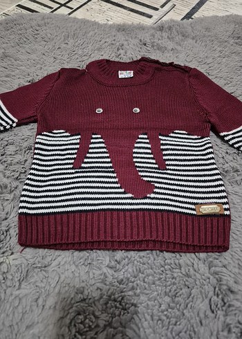 Diğer Bordo Zebra Desenli Erkek Çocuk Kazak