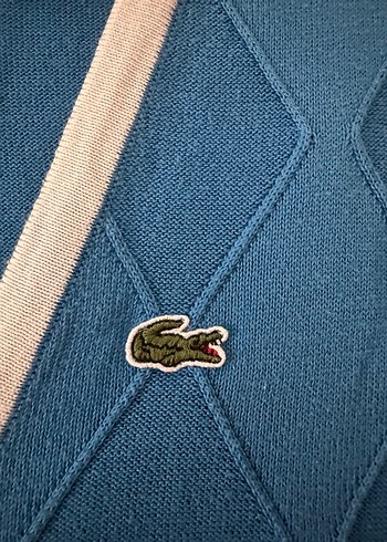 Lacoste Mavi Capraz Desenli Triko Hirka