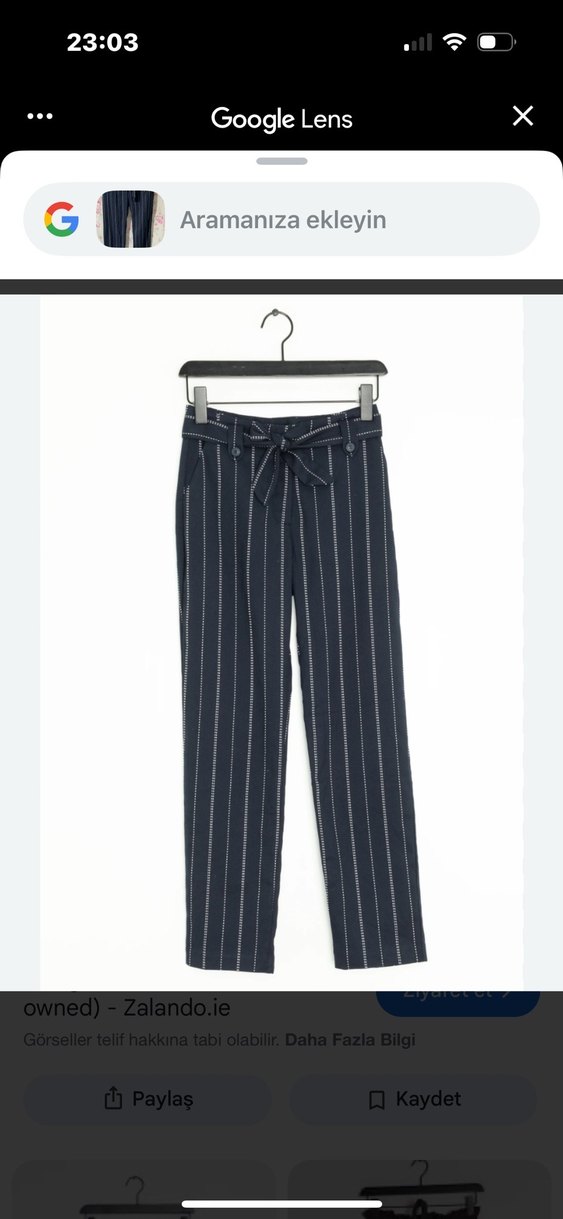 Lacivert Kuşaklı Kadın Kumaş Pantolon - Görsel 5