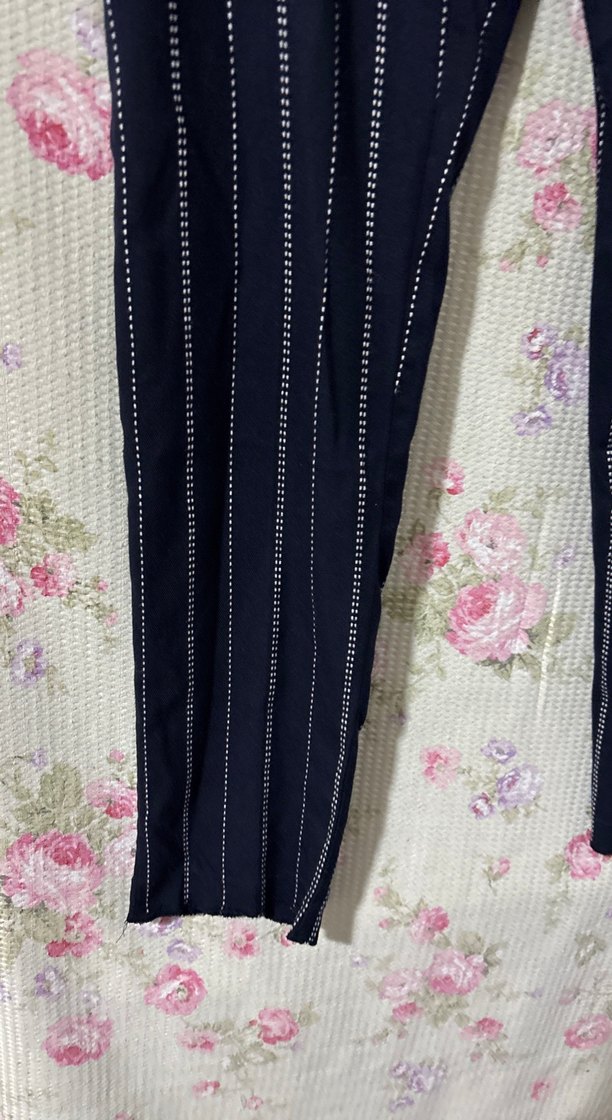 Lacivert Kuşaklı Kadın Kumaş Pantolon - Görsel 2