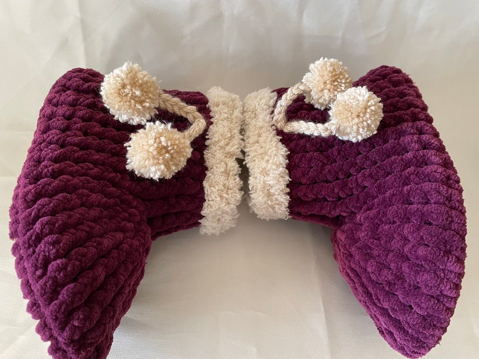 Bordo Nakışlı Kız Çocuk Örgü Ev Terliği - Görsel 4