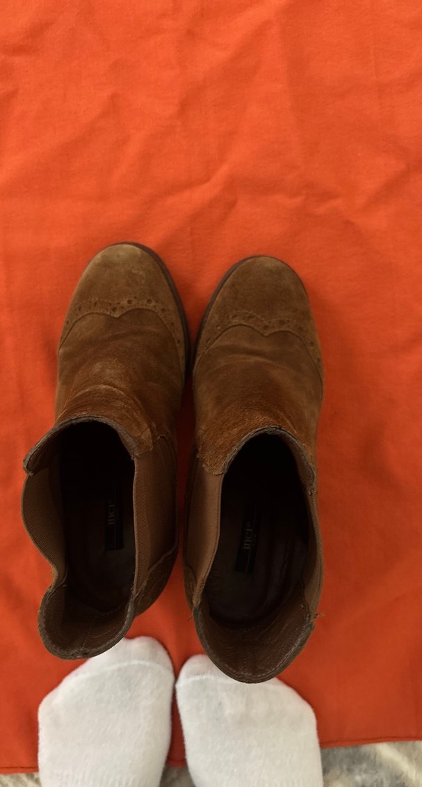 Kahverengi Süet Kadın Dolgu Topuklu Bot - Görsel 2