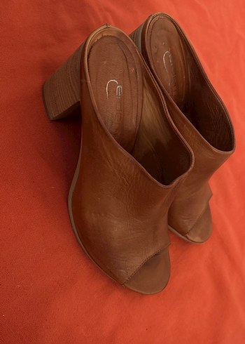 Deri Taba Kadın Dolgu Topuklu Sandalet - Görsel 2