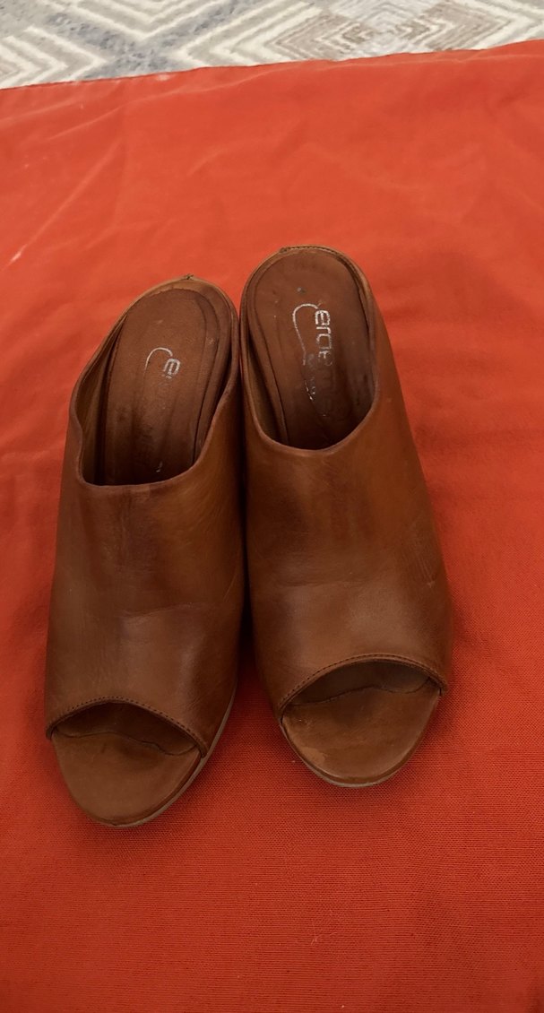 Deri Taba Kadın Dolgu Topuklu Sandalet - Görsel 3