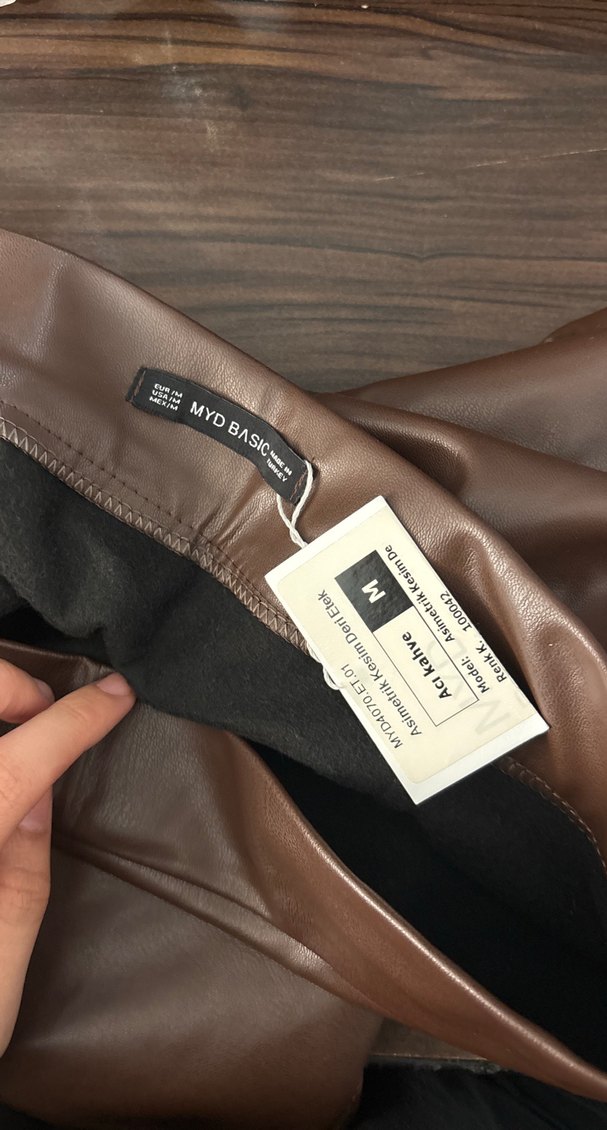 Kadın Kahverengi Deri Uzun etek - Görsel 3