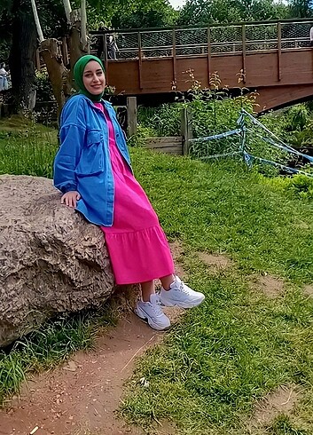 m Beden Fuşya rengi yazlık elbise 