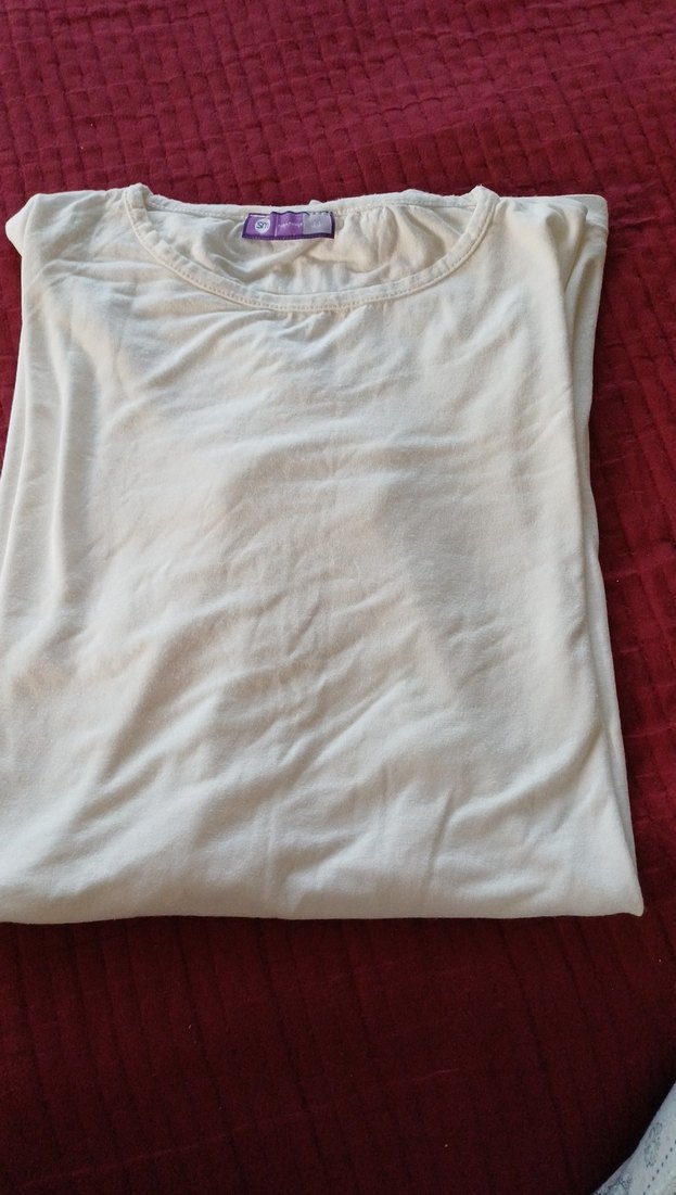 Uzun Kollu Beyaz Salaş Hamile Tişörtü - Görsel 2